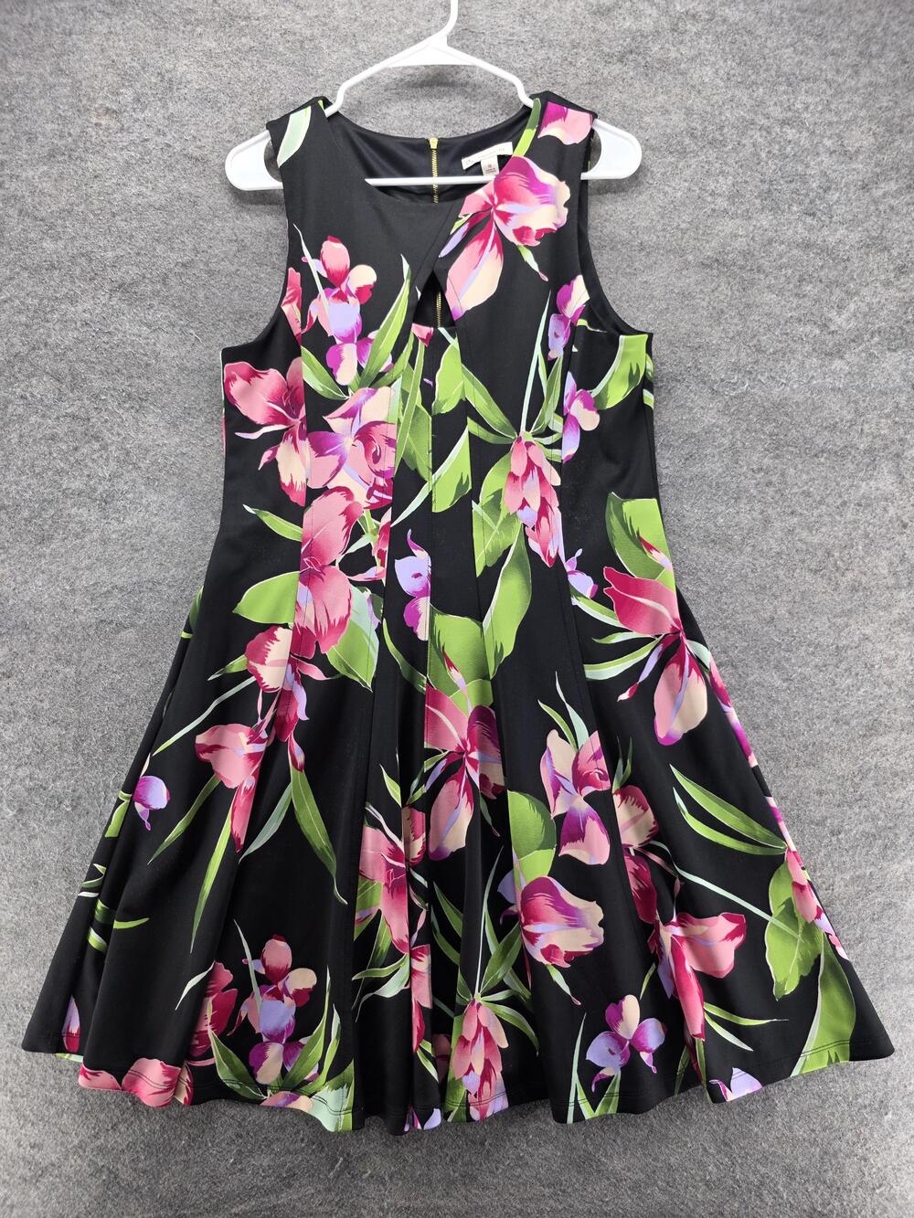 CB Dress Womens 16 Multicolor Fit & Flare Floral Sleeveless Knee Length Party